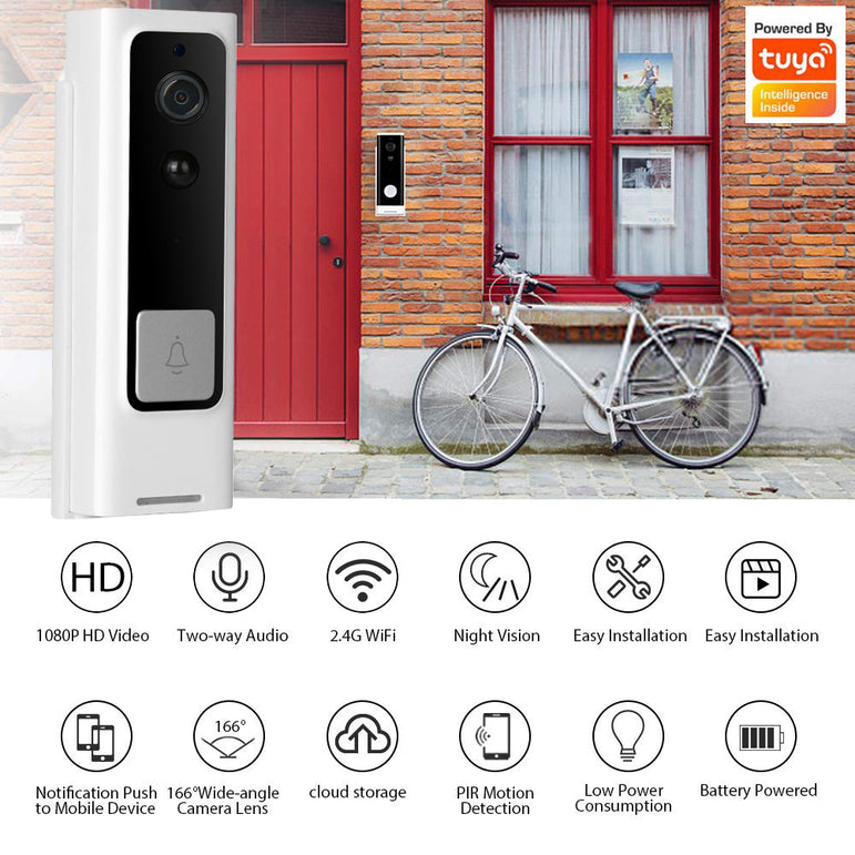 Smart 1080P WiFi Video Doorbell with Two-Way Intercom