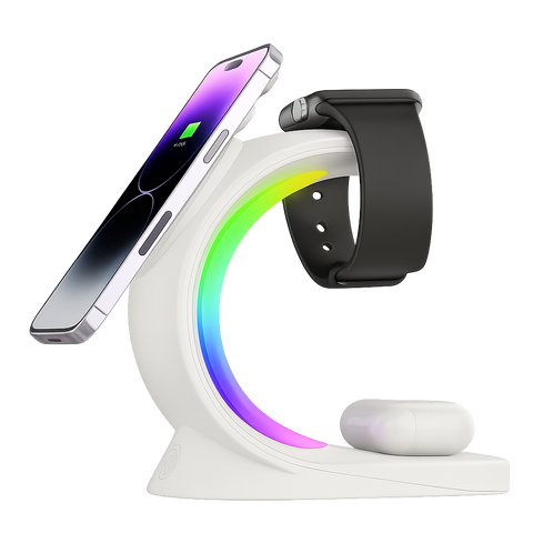 4-in-1 Magnetic Wireless Charging Station with LED Atmosphere Light