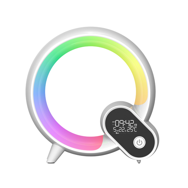 Creative Q Sunrise Alarm Clock with Bluetooth Audio, Analog & Digital Display, Colorful Atmosphere Light