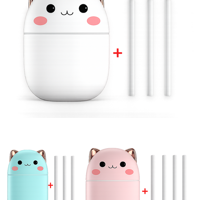 Cute Cat USB Ultrasonic Humidifier – Ultra-Silent Cool Mist with LED Aromatherapy