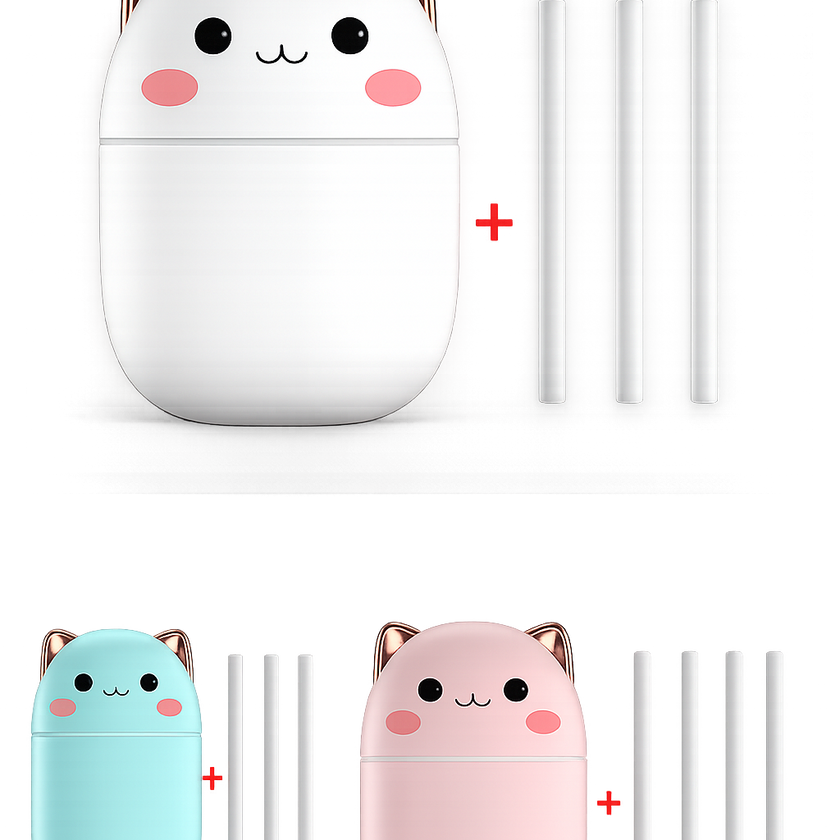Cute Cat USB Ultrasonic Humidifier – Ultra-Silent Cool Mist with LED Aromatherapy