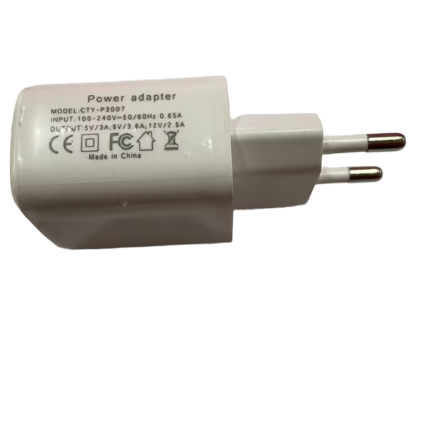 White power adapter on a white background