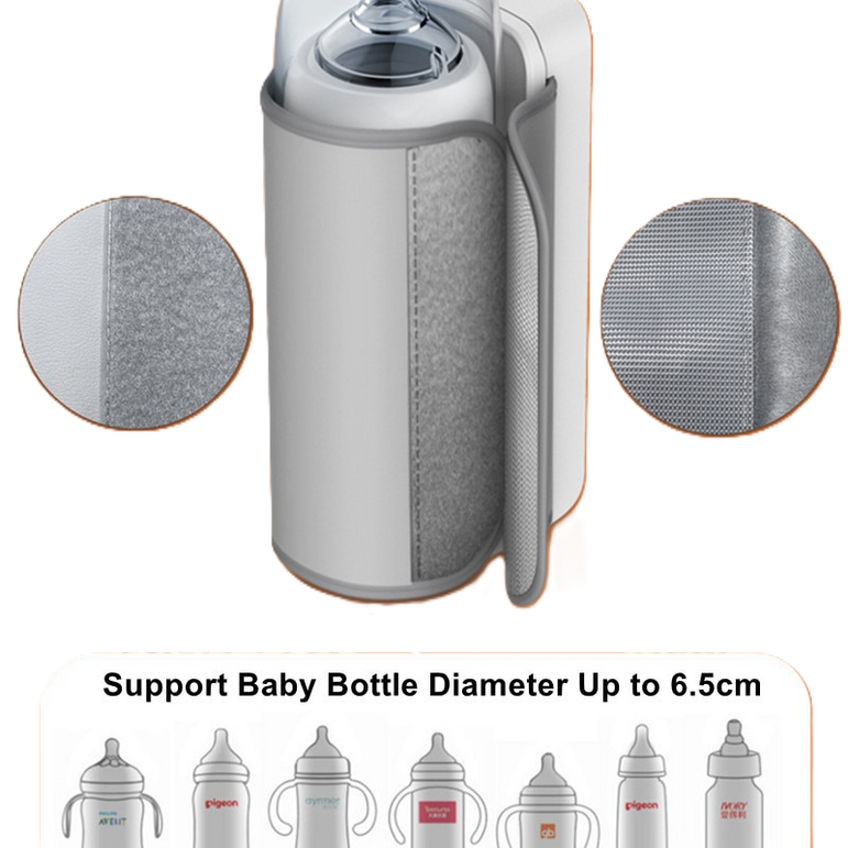 Baby bottle with close-up details on a white background