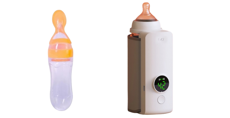 Baby bottle warmer with digital display on a white background