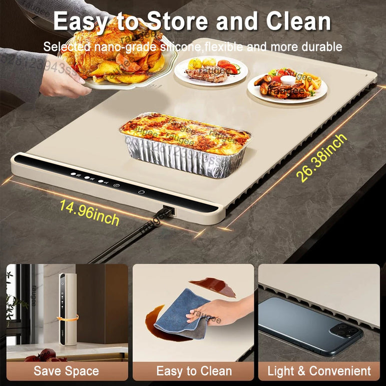 Portable Electric Food Warmer Tray with 3 Heat Settings