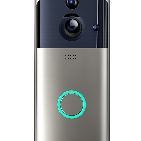 Smart doorbell silver color with camera no background