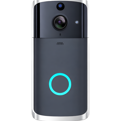 Smart doorbell blackcolor with camera no background